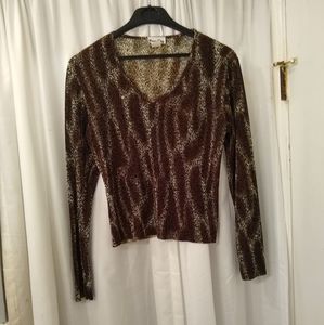 Animal Print Cropped Large Long Sleeve Shirt